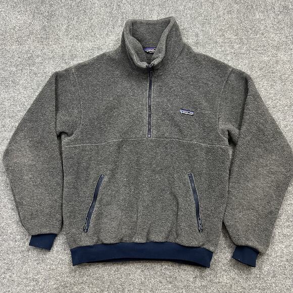 Vintage Patagonia Sweater Mens Large Gray Half Zip Synchilla Fleece Made USA 90s - Picture 1 of 9